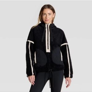 Women's Contrast High Pile 1/2 Zip Jacket - JoyLab Small 🖤
